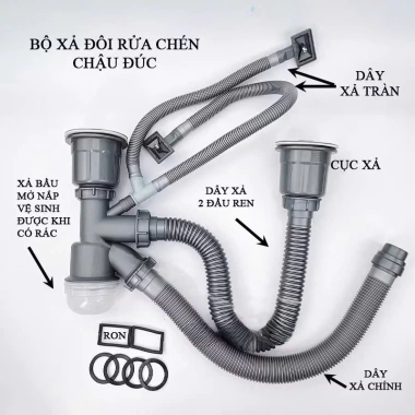 Xi Phông Bộ Xả Chậu Rửa Chén 2 Hộc 110mm - 2 Xả Tràn, Đúc Bền, Giá Ưu Đãi 130k 5 Xi Phông Bộ Xả Chậu Rửa Chén 2 Hộc 110mm - 2 Xả Tràn, Đúc Bền, Giá Ưu Đãi 130k 5