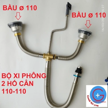 Xi phông chậu rửa bát inox 2 hố - Giá 280.000 VNĐ - Inox không gỉ, bền, chuẩn 5