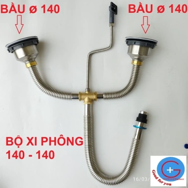 Xi phông chậu rửa bát inox 2 hố - Giá 280.000 VNĐ - Inox không gỉ, bền, chuẩn 9