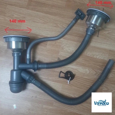 Xi Phông Ống Xả Chậu Rửa Bát 2 Hố Bầu 140mm - Giá Rẻ 199k, 1 Hoặc 2 Xả Tràn 2