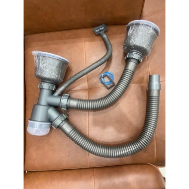 Xi Phông Ống Xả Chậu Rửa Bát 2 Hố Bầu 140mm - Giá Rẻ 199k, 1 Hoặc 2 Xả Tràn 4