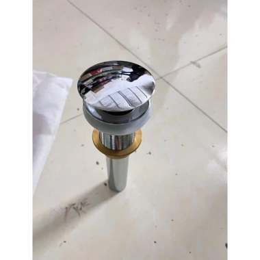 Xi phông thoát nước chậu lavabo nhấn - Đuôi cứng, không xả tràn, đầu đồng và sứ, giá ưu đãi 155.000