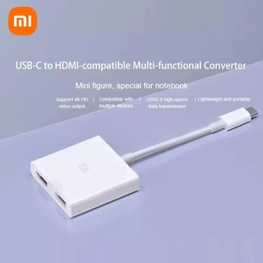 XIAOMI Bộ chuyển đổi Type‑C sang HDMI 4K + USB 3.0 & Sạc nhanh, Tương thích mọi thiết bị – Giá chỉ 399.000₫