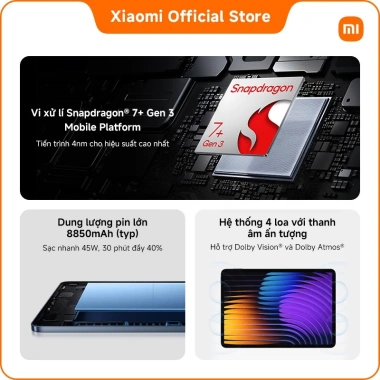 Xiaomi Pad 7 8+128/256GB – Màn hình 3.2K 144Hz, HyperAI, Giá 11.49 triệu