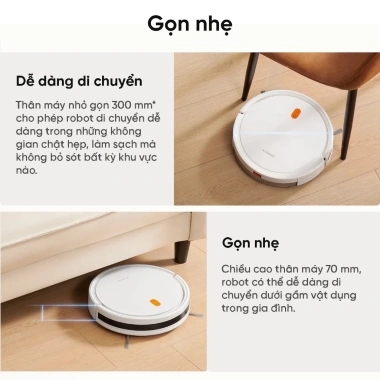 Xiaomi Robot Vacuum E5 robot hút bụi 2.000Pa, phủ 150m2, 3 cấp độ, chỉ 2.060.000₫