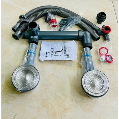 Xiphong Thoát Nước Inox 2 Ngăn cho Chậu Rửa Bát Tiết kiệm không gian, ngăn mùi 2