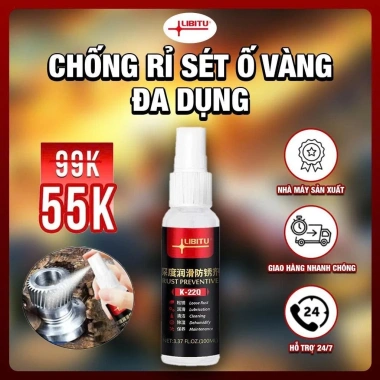 Xịt Bảo Dưỡng Kim Loại LIBITU 100ml - Chống Rỉ Sét, Ố Vàng, Bôi Trơn Xe/Ô Tô - 55k 3 Xịt Bảo Dưỡng Kim Loại LIBITU 100ml - Chống Rỉ Sét, Ố Vàng, Bôi Trơn Xe/Ô Tô - 55k 3