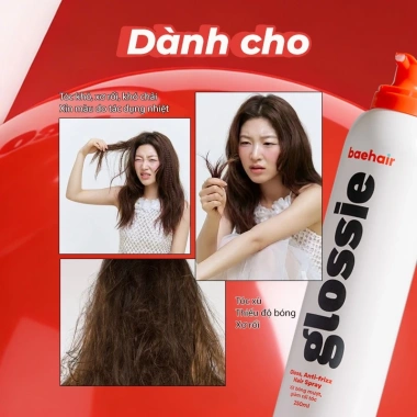 Xịt bóng tóc Baehair Glossie 250ml - Tóc bóng mượt, phục hồi hư tổn, bảo vệ nhiệt, giá ưu đãi 315.000 4 Xịt bóng tóc Baehair Glossie 250ml - Tóc bóng mượt, phục hồi hư tổn, bảo vệ nhiệt, giá ưu đãi 315.000 4
