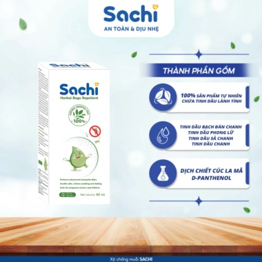 Xịt Chống Muỗi SACHI Thảo Dược 100ml An Toàn Lành Tính Bảo Vệ Da Bé 2
