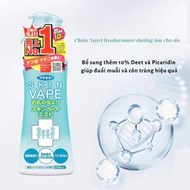 Xịt chống muỗi Skin Vape Nhật Bản 200ml – Diệt muỗi 8h, an toàn cho bé & người lớn, giá 68.500₫ 3