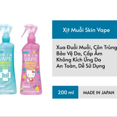 Xịt chống muỗi SkinVape 200ml: Công thức Nhật an toàn cho da trẻ nhỏ, giảm giá 169.000₫