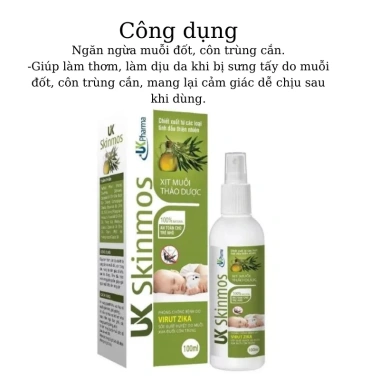 Xịt chống muỗi thảo dược uk Skinmos - An toàn cho bé, trẻ em, Sambaby giảm còn 140.000 VND