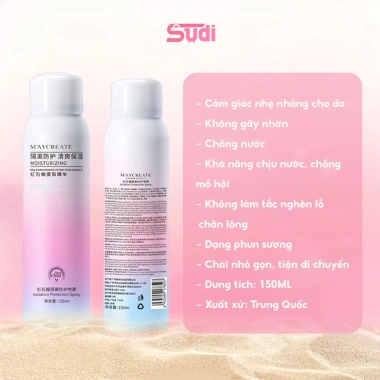 Xịt chống nắng Maycreate Moisturizing Spray 150ml Dưỡng ẩm che khuyết điểm giảm giá 55k
