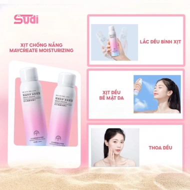 Xịt chống nắng Maycreate Moisturizing Spray 150ml Dưỡng ẩm che khuyết điểm giảm giá 55k