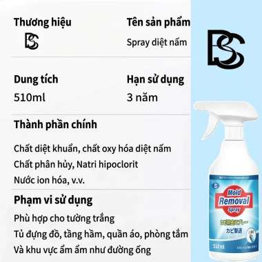Xịt diệt nấm 99.9% nhập khẩu Nhật Bản – Ngăn ngừa nấm mốc, không để lại vết bẩn, hiệu quả cao
