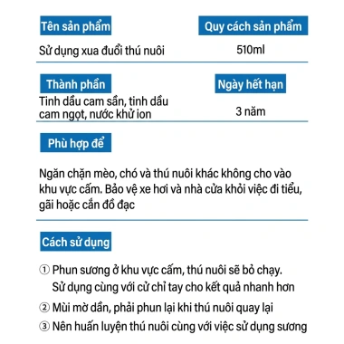 Xịt đuổi mèo, chó, kiến 510ml - Không còn vết cào, giảm giá 69.999₫