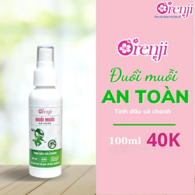 Xịt đuổi muỗi Orenji tinh dầu sả chanh 100ml an toàn cho bé, bỏ túi, giảm 8.000₫