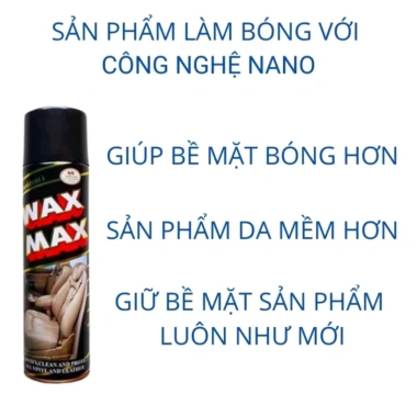 Xịt dưỡng bóng và làm sạch da ghế Wax Max - Bảo vệ da, giá ưu đãi 47.500đ