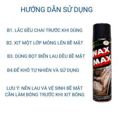 Xịt dưỡng bóng và làm sạch da ghế Wax Max - Bảo vệ da, giá ưu đãi 47.500đ 5 Xịt dưỡng bóng và làm sạch da ghế Wax Max - Bảo vệ da, giá ưu đãi 47.500đ 5
