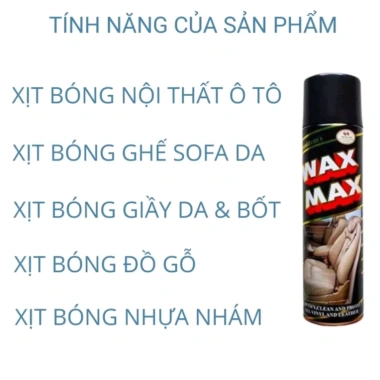 Xịt dưỡng bóng và làm sạch da ghế Wax Max - Bảo vệ da, giá ưu đãi 47.500đ