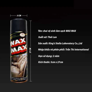 Xịt dưỡng bóng và làm sạch da ghế Wax Max - Bảo vệ da, giá ưu đãi 47.500đ
