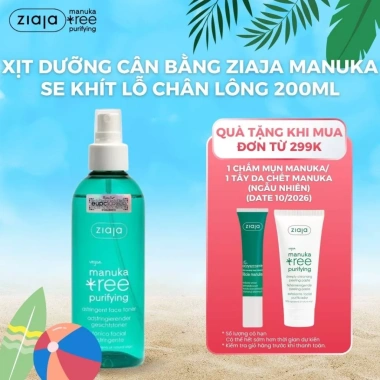 Xịt Dưỡng Cân Bằng Se Khít Lỗ Chân Lông Giảm Mụn Ziaja Manuka Tree Toner 200ml Kiểm Soát Dầu