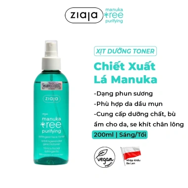 Xịt Dưỡng Cân Bằng Se Khít Lỗ Chân Lông Giảm Mụn Ziaja Manuka Tree Toner 200ml Kiểm Soát Dầu 2 Xịt Dưỡng Cân Bằng Se Khít Lỗ Chân Lông Giảm Mụn Ziaja Manuka Tree Toner 200ml Kiểm Soát Dầu 2