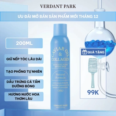 Xịt dưỡng giữ phồng tóc Verdant Park VDPK22 - Gel tạo kiểu lâu bết, Caviar Oil & Collagen, giảm giá 21% chỉ 189.000₫