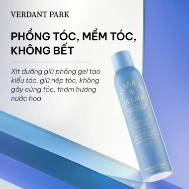 Xịt dưỡng giữ phồng tóc Verdant Park VDPK22 - Gel tạo kiểu lâu bết, Caviar Oil & Collagen, giảm giá 21% chỉ 189.000₫