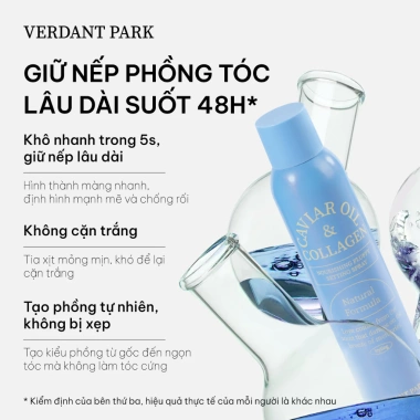 Xịt dưỡng giữ phồng tóc Verdant Park VDPK22 - Gel tạo kiểu lâu bết, Caviar Oil & Collagen, giảm giá 21% chỉ 189.000₫