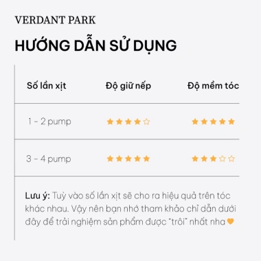 Xịt dưỡng giữ phồng tóc Verdant Park VDPK22 - Gel tạo kiểu lâu bết, Caviar Oil & Collagen, giảm giá 21% chỉ 189.000₫