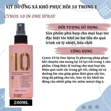 Xịt Dưỡng Siêu Mềm Mượt 10 In 1 CYNOS 200ml Chính Hãng: Dưỡng sâu, Mượt mà, Giảm Giá 20%