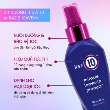 Xịt Dưỡng Tóc 10 Miracle Leave-In 120ml - 10 Công Dụng Phục Hồi, Bóng Mượt, Giá 840k 2