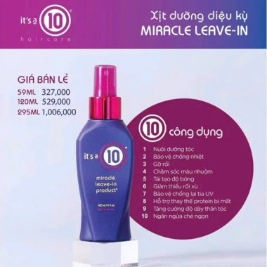 Xịt Dưỡng Tóc 10 Miracle Leave-In 120ml - 10 Công Dụng Phục Hồi, Bóng Mượt, Giá 840k 6