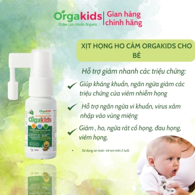 Xịt họng ho cảm thảo dược Orgakids 20ml - Giảm đau họng, ho kéo dài, 68.000₫