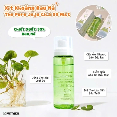 Xịt Khoáng Pretty Skin Jeju Cica 99 Mist 100ml Dưỡng ẩm Kiểm Dầu Giá 265k 6