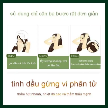 Xịt Mọc Tóc Gừng 7 Ngày 30ml - Dưỡng tinh dầu, phục hồi hư tổn, giảm gãy rụng, kích thích tóc nhanh