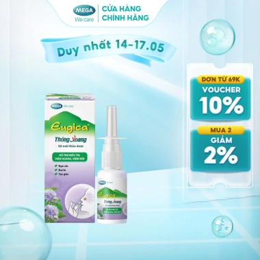 Xịt mũi thảo dược EUGICA Thông Xoang 15ml Giảm viêm xoang, viêm mũi, chỉ 64.000đ