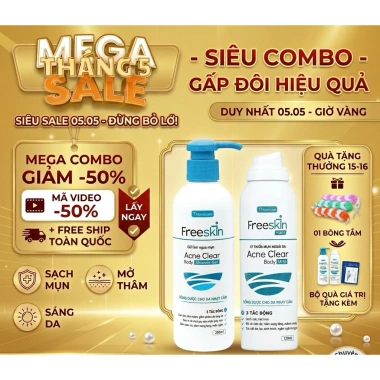 Xịt mụn lưng Freeskin 80ml + sữa tắm mụn 250ml - Sáng da, giảm viêm nang lông - 180.000 VND