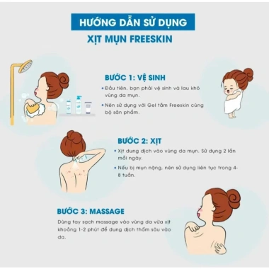 Xịt mụn lưng Freeskin 80ml + sữa tắm mụn 250ml - Sáng da, giảm viêm nang lông - 180.000 VND