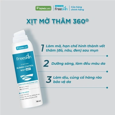 Xịt mụn lưng Freeskin 80ml + sữa tắm mụn 250ml - Sáng da, giảm viêm nang lông - 180.000 VND 9 Xịt mụn lưng Freeskin 80ml + sữa tắm mụn 250ml - Sáng da, giảm viêm nang lông - 180.000 VND 9