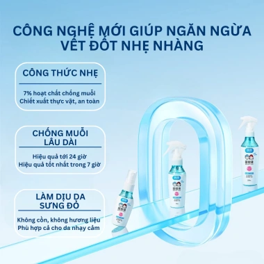 Xịt muỗi RUNBEN cho bé - bình xịt trực tiếp lên da, không cồn, dưỡng ẩm, an toàn chống muỗi và côn trùng, giá 159.000đ