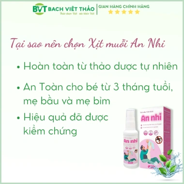 Xịt Muỗi Thảo Dược An Nhi 50ml - Phòng Chống Muỗi, Côn Trùng, Dịu Vết Đốt, An Toàn Cho Bé 3 Xịt Muỗi Thảo Dược An Nhi 50ml - Phòng Chống Muỗi, Côn Trùng, Dịu Vết Đốt, An Toàn Cho Bé 3