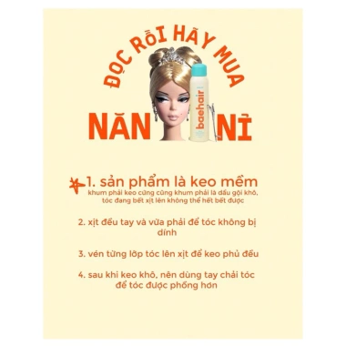 Xịt Phồng Tóc BaeHair 200ml - Tóc Bồng Bềnh, Giữ Nếp 24h, Giá Ưu Đãi 288k 7