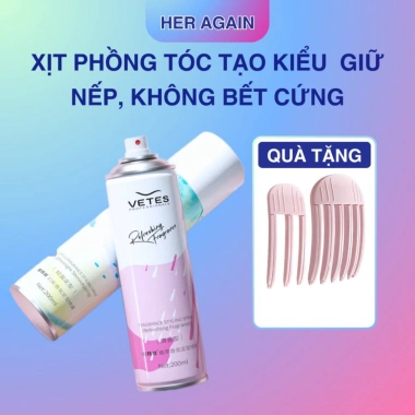 Xịt phồng tóc VTES 200ml - Giữ nếp lâu, không cứng, tạo kiểu bền, giá 69k 3 Xịt phồng tóc VTES 200ml - Giữ nếp lâu, không cứng, tạo kiểu bền, giá 69k 3