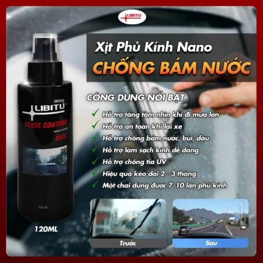 Xịt Phủ Kính LIBITU 801E Chống Bám Nước Đánh Bay Màng Dầu 79k Tặng Khăn 5