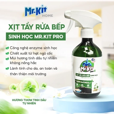 Xịt tẩy rửa bếp Mr.Kit - Giải pháp làm sạch dầu mỡ, vết bẩn lâu ngày, chỉ 47.000₫