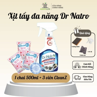 Xịt Tẩy Rửa Đa Năng Dr Natro 500ml – Tẩy sạch vết bẩn cứng đầu, tặng 3 viên CleanZ, chỉ 65.000đ