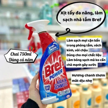 Xịt tẩy rửa nhà tắm đa năng BREF POWER 750ml Giá chỉ 135.000, sạch bám nhanh