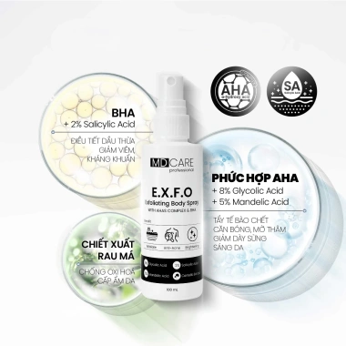 Xịt tẩy tế bào chết toàn thân MD CARE 100ml - Da mềm mịn, giảm mụn, giá ưu đãi 299.000 VND